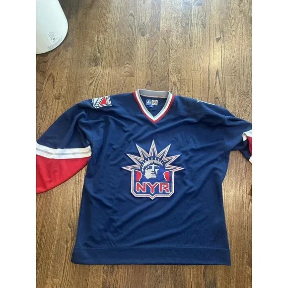VINTAGE NEW YORK RANGERS NYR PRO PLAYER STATUE OF LIBERTY HOCKEY JERSEY SIZE XL - Picture 14 of 14